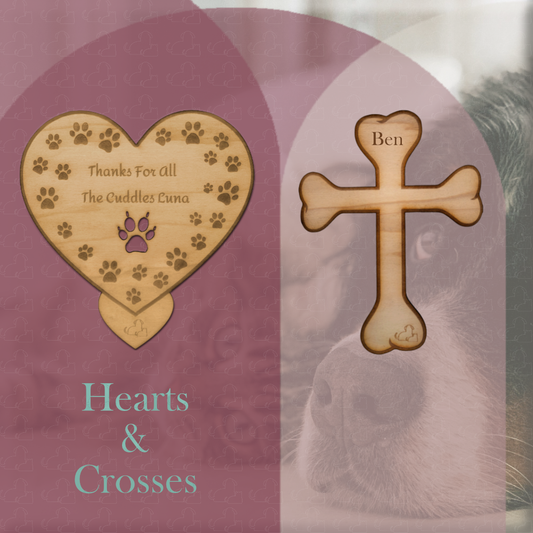 Unique Commemorative Heart Of Paws & Dog Bone Cross